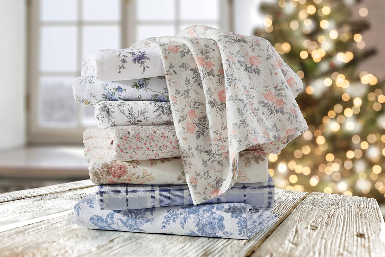 Laura Ashley - Flannel Sheets Queen Size, Anti-Pilling & Wrinkle Resistant Cotton, Touchably Soft for All-Season Comfort - Bed Sheets with Matching Pillowcases & Fitted Sheet (Mulholland Plaid Blue) - Image 15