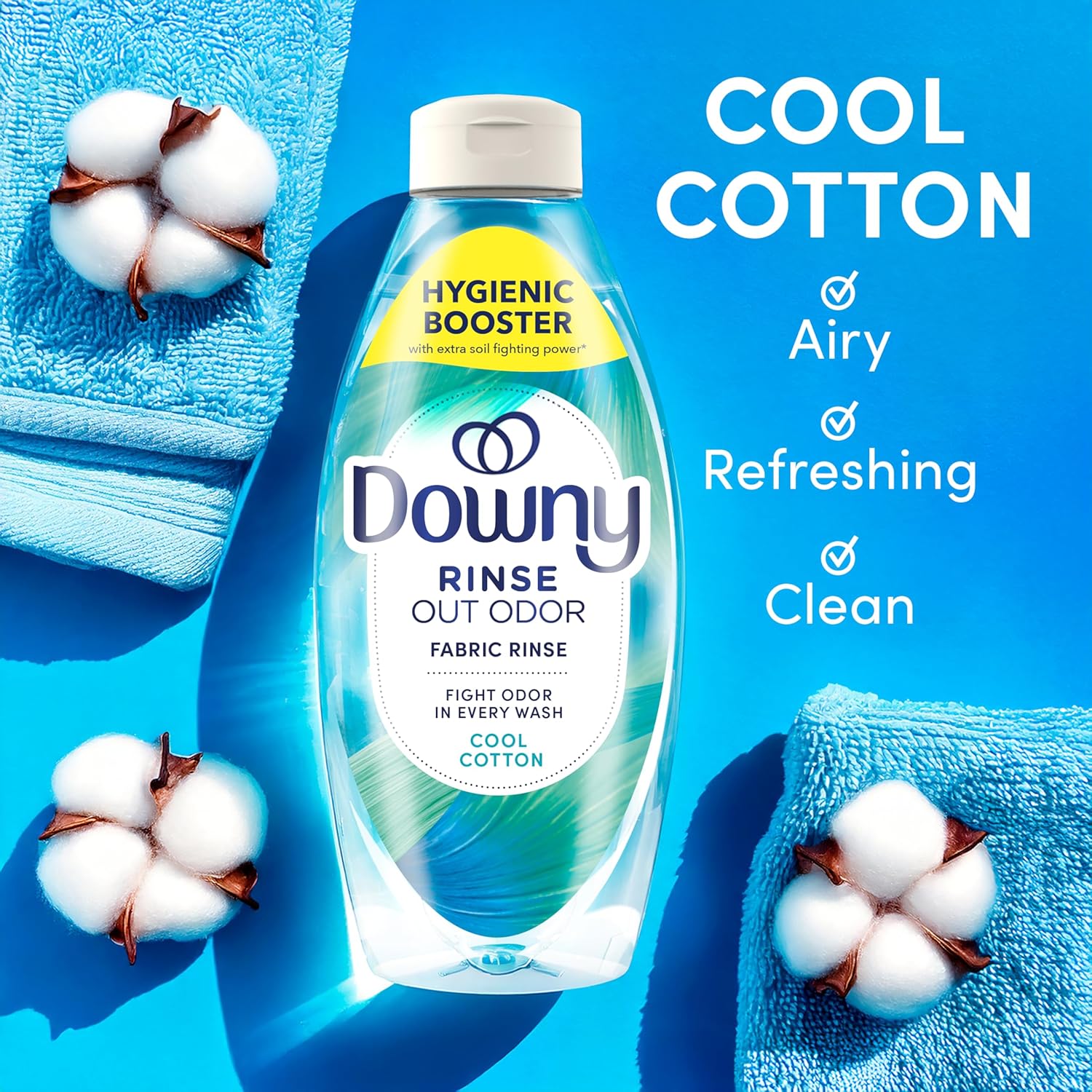 Downy Rinse Laundry Odor Remover, Cool Cotton Scent, 48 fl oz, Fabric Softener And Laundry Odor Removal Rinse, Fights Odors At The Source, HE Compatible - Image 13