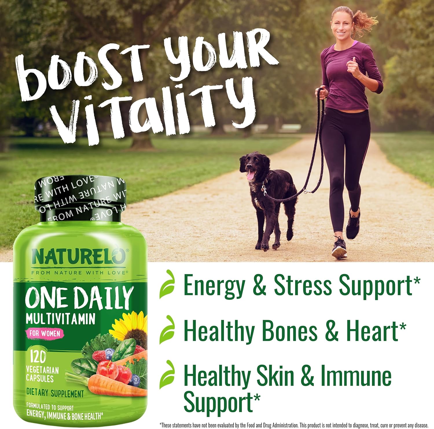 NATURELO One Daily Multivitamin for Women w/Vitamin B12, 120 Ct, Energy Support, Whole Food Daily Women Multivitamin Supplement, Nourish Hair/Skin/Nail, Non-GMO, No Soy, Gluten Free, 4 Month Supply - Image 5