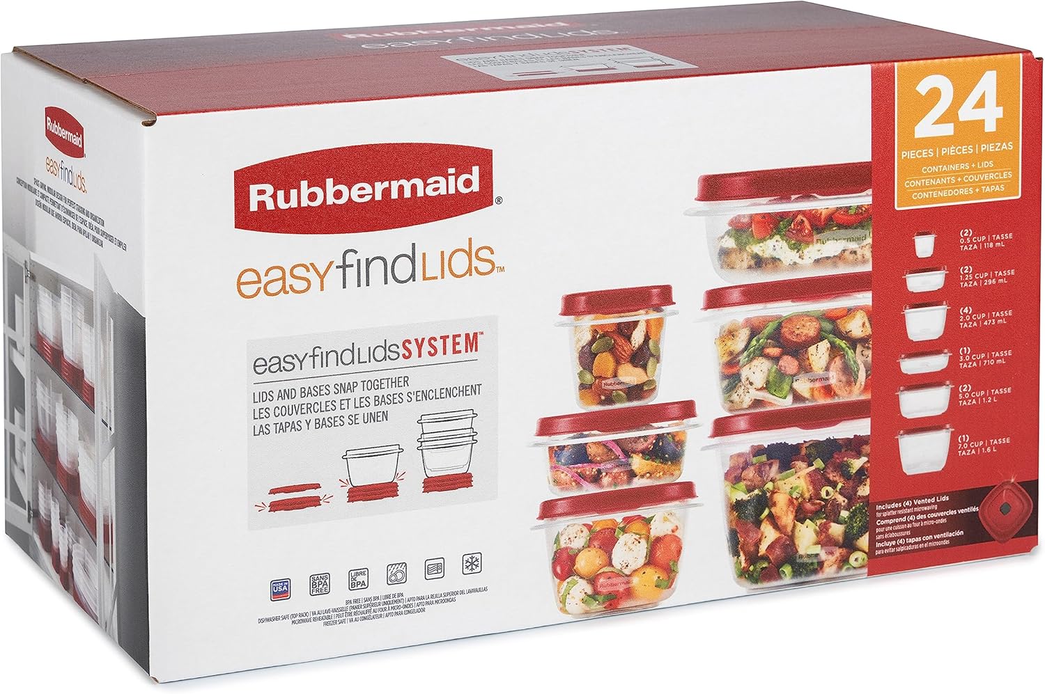 Rubbermaid Assorted Food Storage Container Set - Case of: 1; Each Pack Qty: 24; Total Items Qty: 24 - Image 7