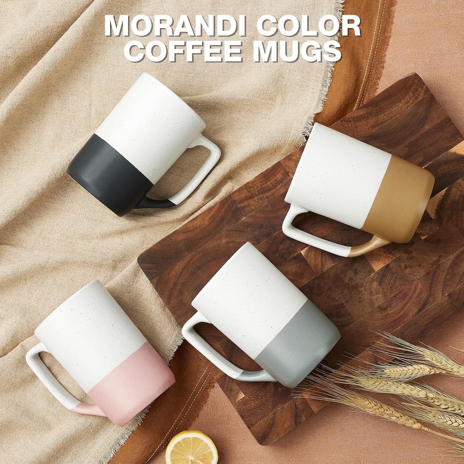 Large Ceramic Coffee Mug Set of 4, 16 oz Tea Cups with Handle, Porcelain Mug for Latte, Hot Tea, Cappuccino, Milk, Cocoa, Microwave & Dishwasher Safe Cups for Men Women Mug Lovers, Housewarming Gift - Image 6