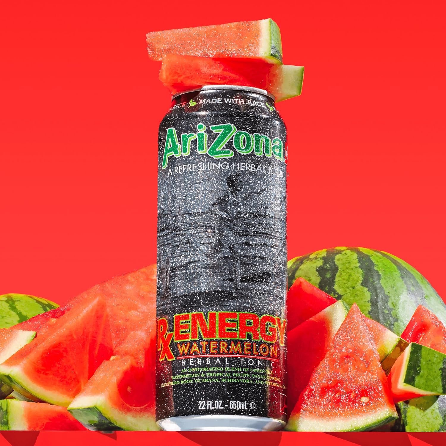 AriZona Rx Energy Watermelon Herbal Tonic - Big Can, 22 Fl Oz (12 Pack) - Image 5