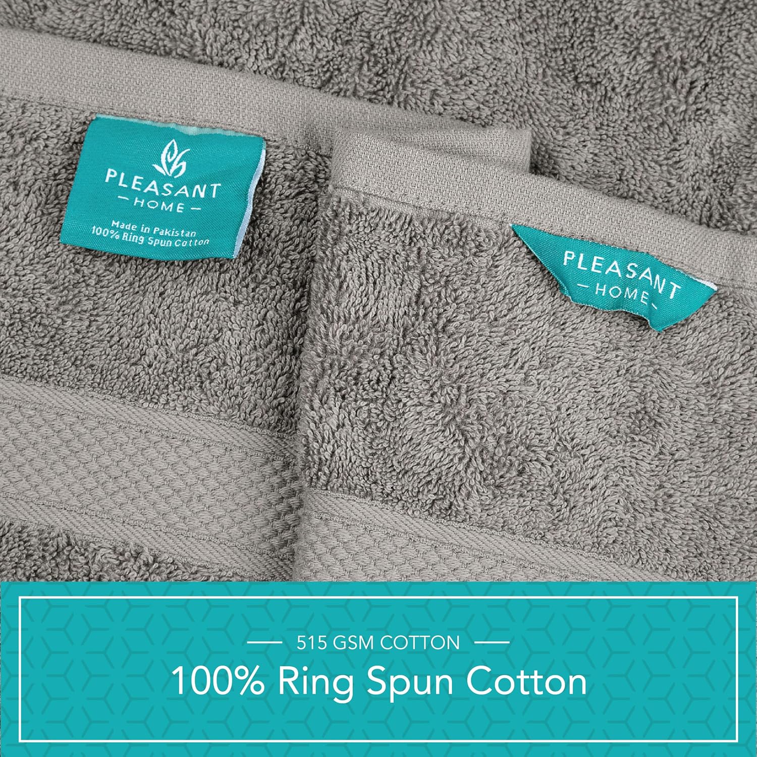 Pleasant Home Bath Towels Set of 6 (24” x 50”) 100% Cotton, 515 GSM | Lightweight, Soft & Highly Absorbent Luxury Towels for Bathroom | for Gym, Pool & Spa | 6 Pack, Gray - Image 4