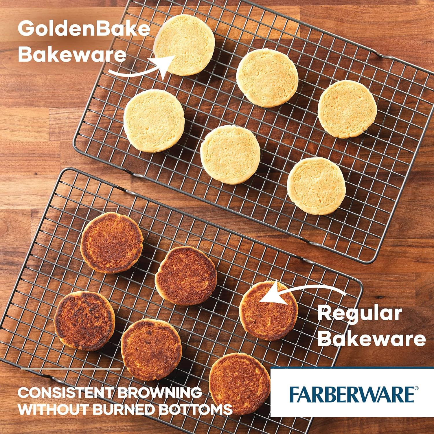 Farberware GOLDEN BAKE Nonstick Jumbo Cookie Sheet, Flat Baking Sheet, 14-Inch x 16-Inch, Light Gray - Image 4