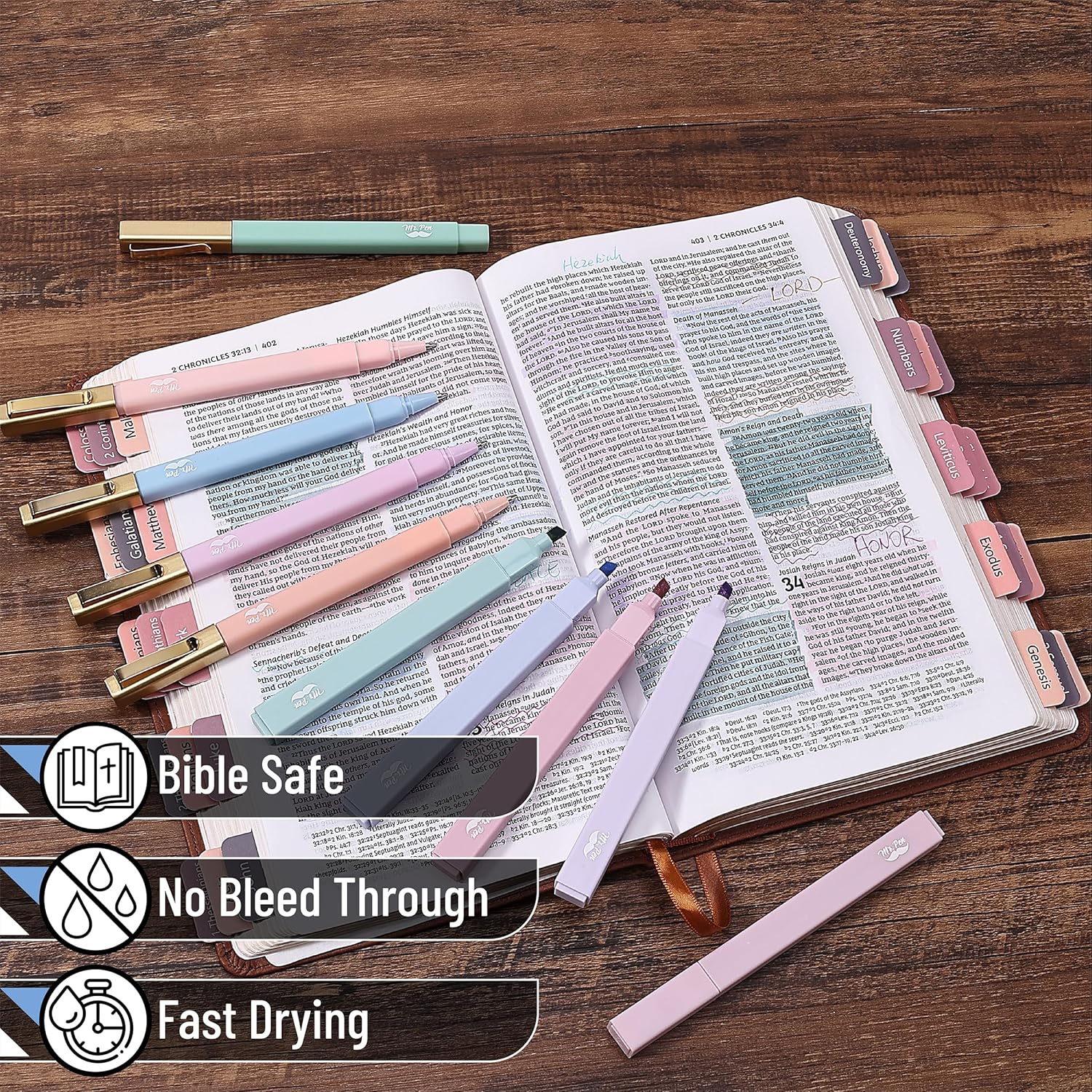 Mr. Pen- Aesthetic Highlighters and Ballpoint Pens No Bleed, 12 Pack, Morandi Colors, Bible Highlighters and Pens No Bleed, Fast Dry and No Smear for Bible Journaling, Planner, School Supplies - Image 4