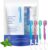5 in 1 Mini Brushes-Disposable Toothbrushes with Toothpaste + Floss + Pick + Tongue Scraper | Travel Size | Individually Wrapped | Soft | Mint | Travel Set (Mix, 26 pcs)
