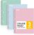 SUNEE Spiral Notebooks, 3 Pack, 1-Subject, College Ruled Paper, 8″ x 10-1/2″, 70 Sheets per Notebook, Assorted Pastel Colors Spiral Notebooks for School