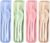 Lnrkai Travel Utensils Set with Case, 4 Sets Wheat Straw Reusable Spoon Knife Forks Tableware, Portable Cutlery Set for Lunch Box Accessories for Adults Travel Picnic Camping or Daily Use