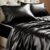 BEDELITE Satin Sheets Queen Size Bed Set, Luxury Soft Black Silky Sheets for Hair and Skin, Similar to Silk Bed Sheets Set 4 Pieces with 1 Deep Pocket Fitted Sheet, 1 Flat Sheet, and 2 Pillowcases