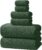 REDKISS 6-Piece Bath Towel Set – 2 Washcloths, 2 Hand Towels, 2 Bath Towels | Ultra-Fiber Coral Fleece, Super Absorbent, No Lint & No Fading | Perfect for Bathroom, Spa, Gym | Family -Olive Green