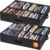 Lifewit Under Bed Shoe Storage Organizer 2 Pack(12 Shoes Cells), 4.3 Inches Profile Fabric Shoes Container Box with Clear Cover, Foldable Storage Bag with 2 Handles, Fits 12 to 24 Pairs
