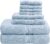 Madison Park 800GSM Bathroom Towel Set of 8 100% Cotton Bath Towel Set for Bathroom Luxurious Highly Absorbent 2 Bath Towels 2 Hand Towels 4 Washcloths Quick Dry Spa Quality Light Blue