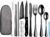 Logcow Travel Utensils with Case,Reusable Utensils,Portable Travel Camping Cutlery Set,Stainless Steel Flatware Set,Lunch Boxes Workplace Camping School Picnic (Black)