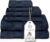 Premium Staple Cotton Bathroom Towel Set – Navy 600 GSM 6-Piece Luxury Bath Towel Set 1 Stripe – 2 Bath Towels, 2 Hand Towels & 2 Washclothes Set – High Absorbent & Quick Dry for Gym, Spa, Hotel