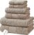 Modern Threads 6 Piece Cotton Bath Towel Set – Ultra Soft 600 GSM Towels – Bathroom Set with Hand Towels and Washcloths – Waffle (Classic Taupe)