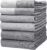 Premium Kitchen Towels (20”x 28”, 6 Pack) | Large Cotton Dish Towels | Flat & Terry Highly Absorbent Kitchen Linen Set with Hanging Loop | Gray
